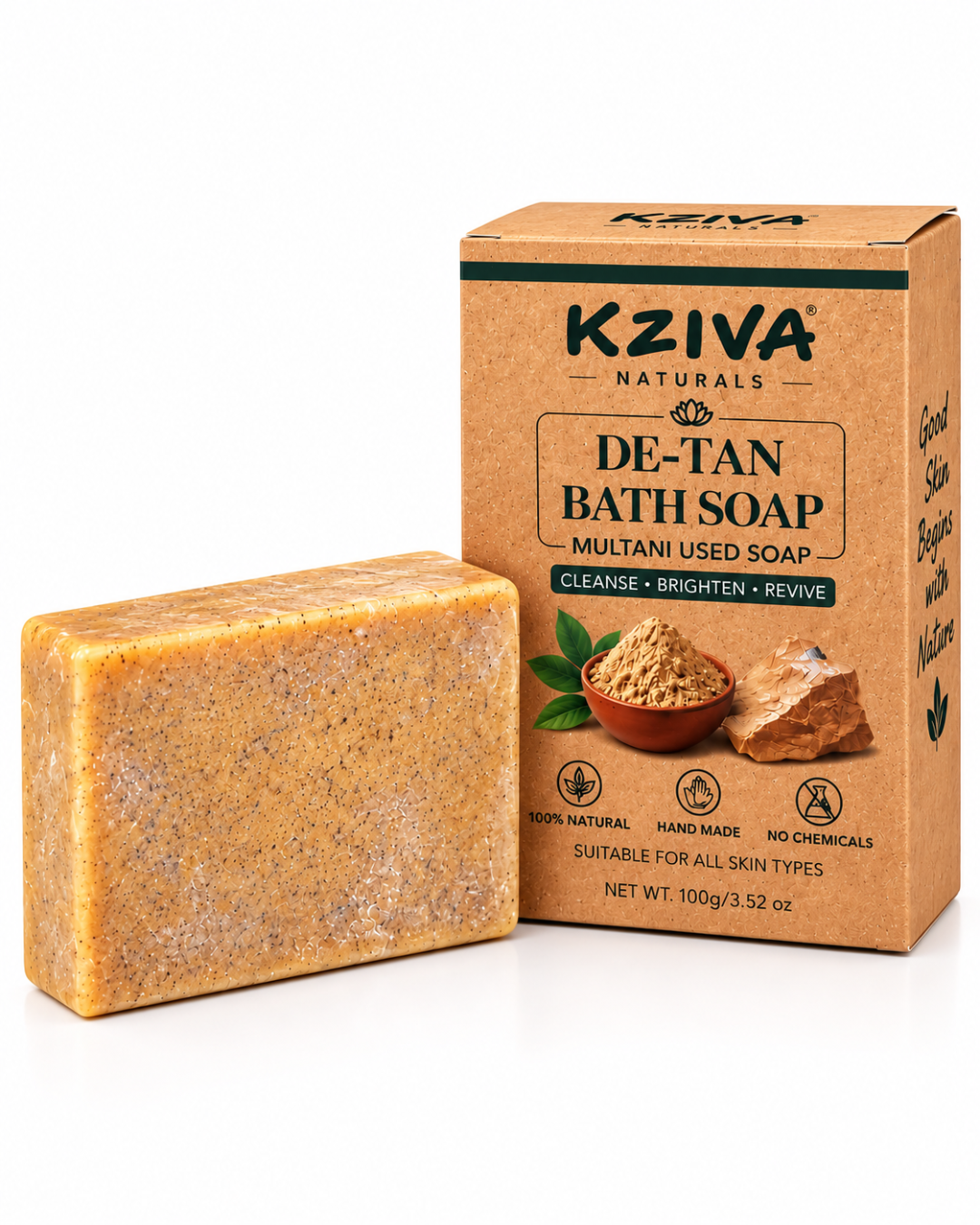 Kziva Naturals De-Tan Bath Soap – Multani Mitti Soap