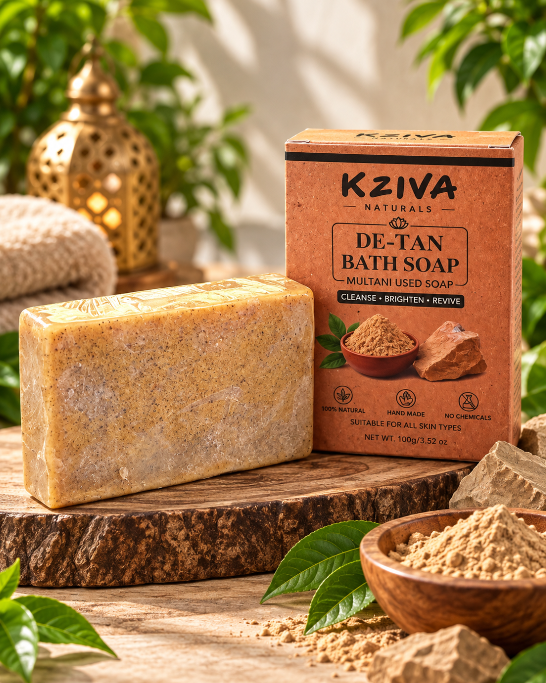 Kziva Naturals De-Tan Bath Soap – Multani Mitti Soap