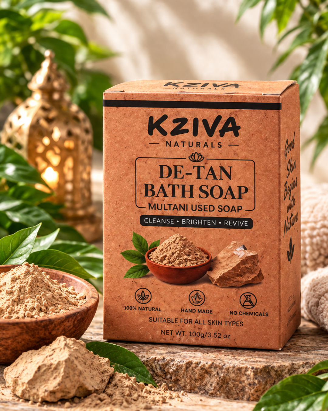 Kziva Naturals De-Tan Bath Soap – Multani Mitti Soap