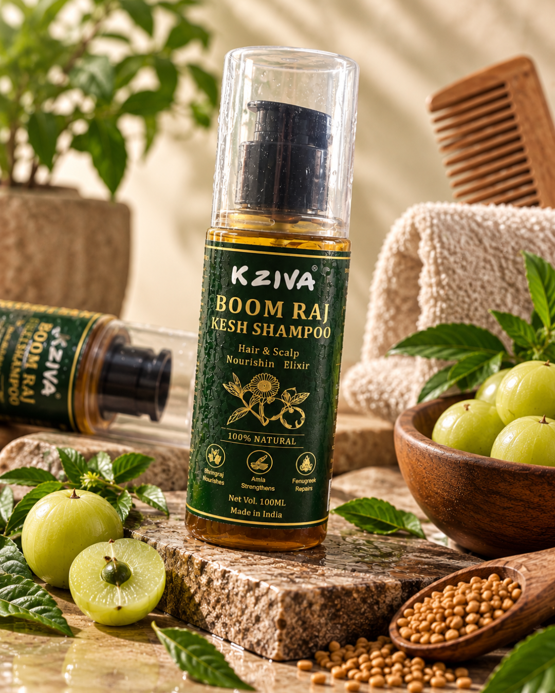 Kziva Boom Raj Kesh Shampoo – Bhringraj, Amla & Fenugreek